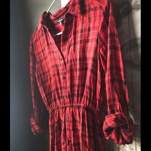 Express flannel button up dress